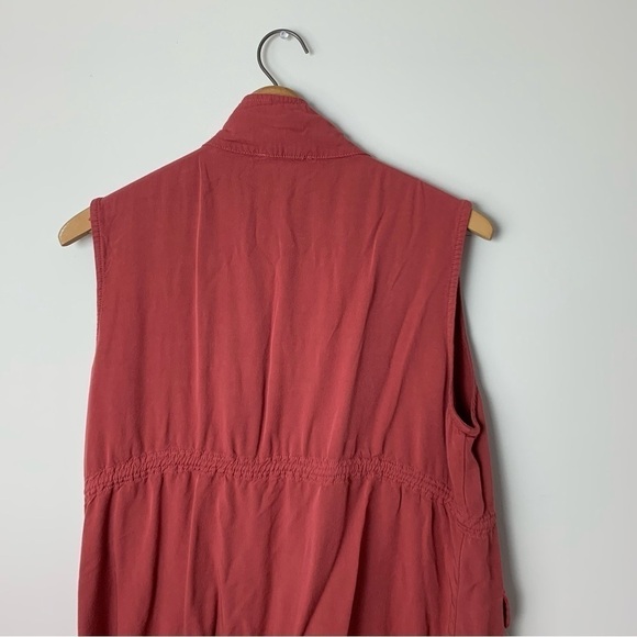 [ENTRO] Women's Brick Red Orange Sleeveless Zip Up Vest - Picture 7 of 7